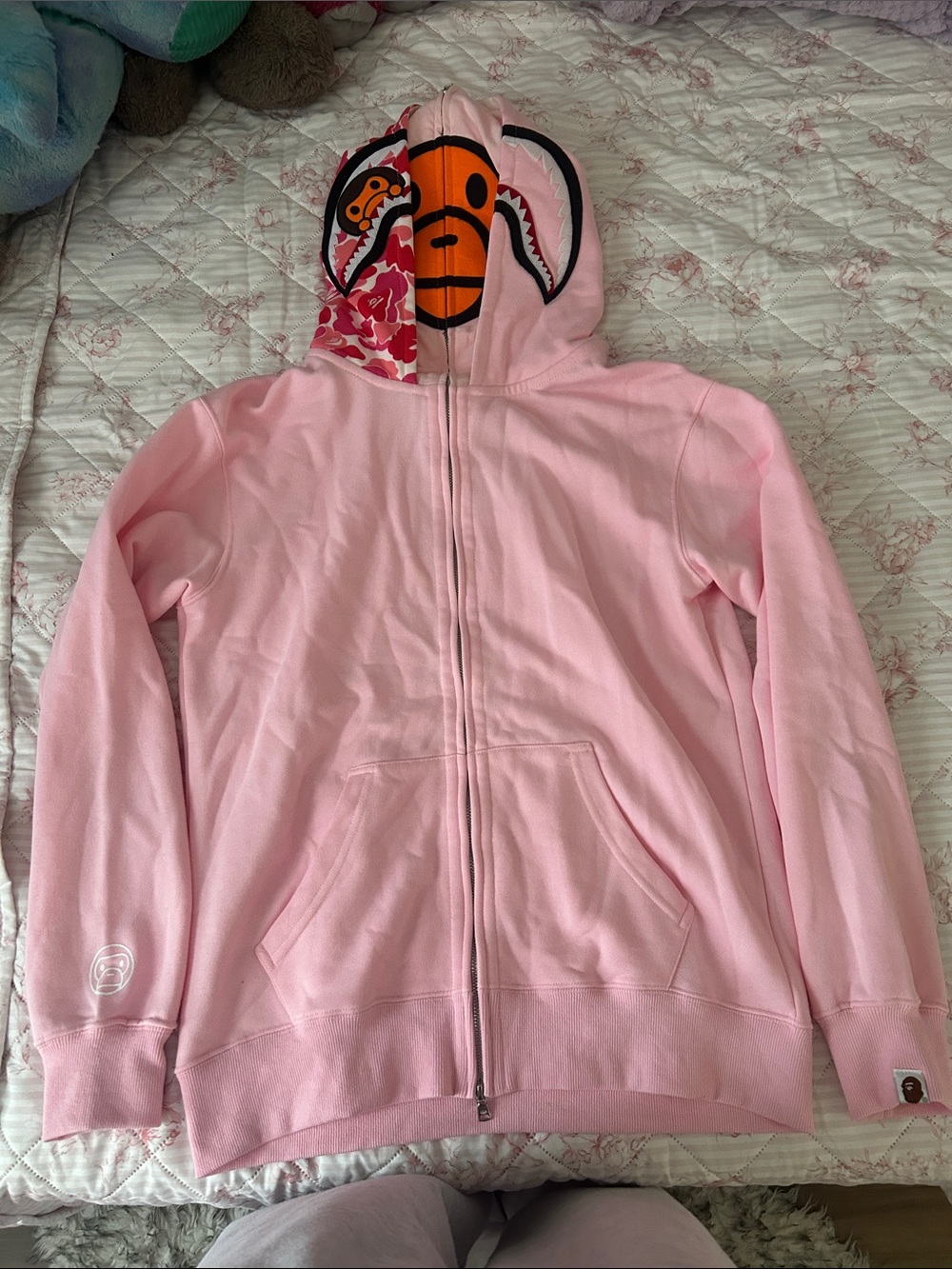Kids Pink Zip-Up Hoodie with Character Hood